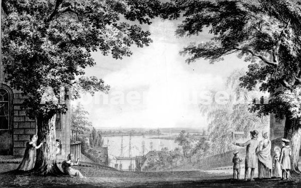 Elbansicht aus der Palmaille in Altona beim Quäkerberg (nach einer Lithographie)