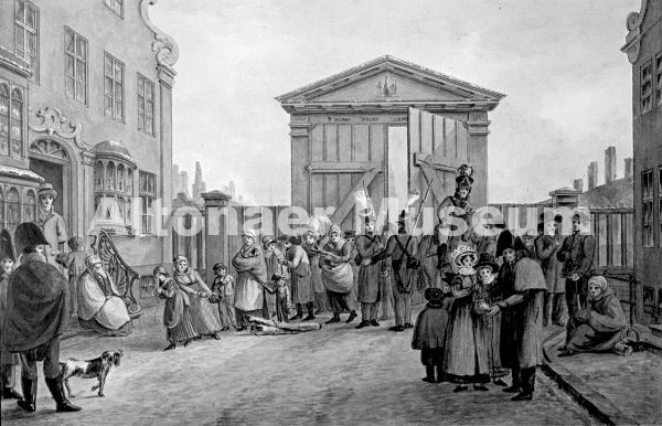 Von Marschall Davout aus Hamburg Vertriebene finden Einlaß in Altona im Januar 1814