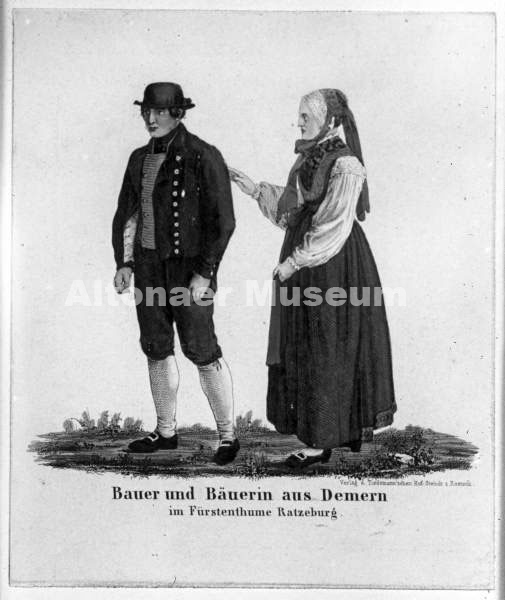 Bauer und Bäuerin aus Demern im Fürstentum Ratzeburg. Trachten der Jahrhunderte