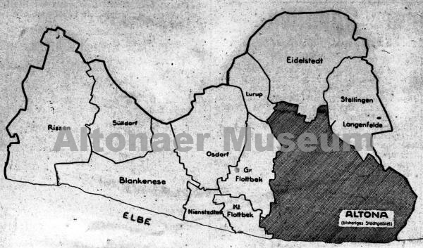 Das größere Altona, Eingemeindungskarte 1927