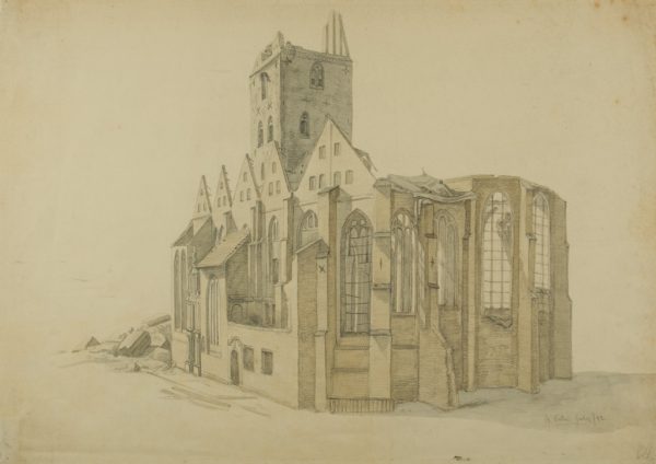 Ruine der St. Petri-Kirche nach dem Hamburger Brand von 1842