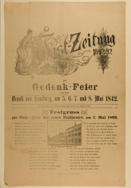 "Fest-Zeitung zur Gedenkfeier" vom Hamburger Brand von 1842