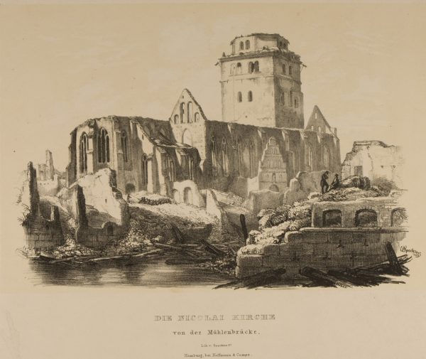 "Die Nikolai-Kirche von der Mühlenbrücke"