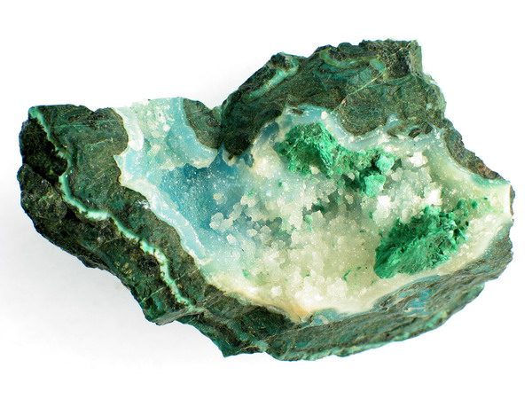 Quarz xx auf Malachit und Chrysocoll