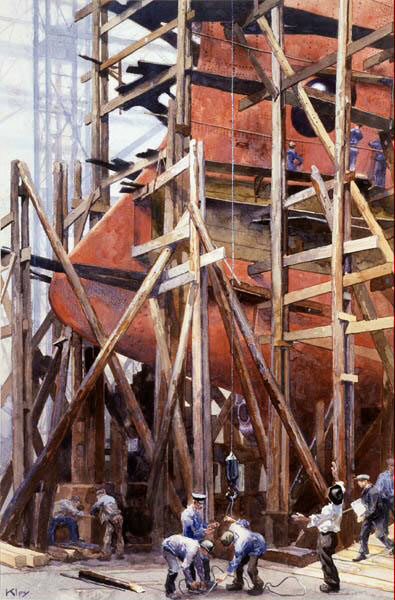 "Schiffbauarbeiten auf der Germania-Werft in Kiel"