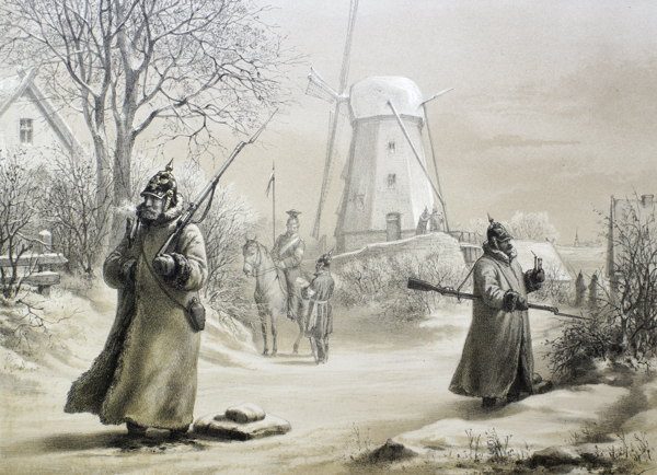 Doppel - Posten bei der Nübel - Mühle ( Februar )