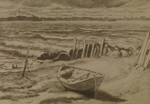 Boot am Strand der Kieler Förde