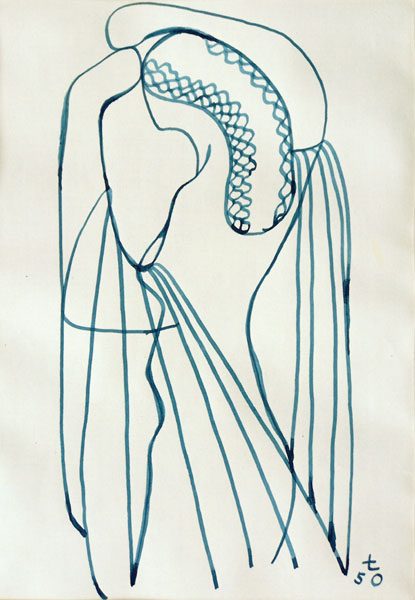 Weibliche Figur im verlorenen Profil