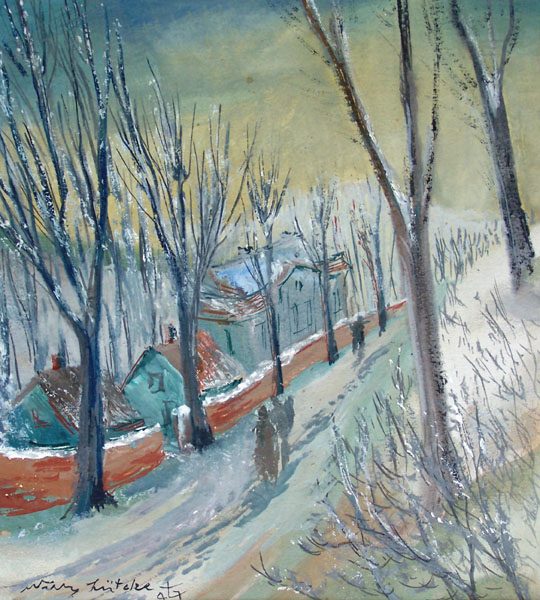 Winterliche Dorfstraße