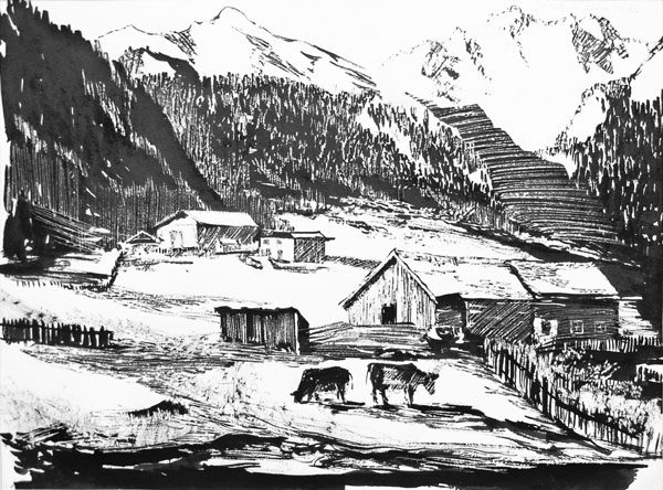 Gehöft im Gebirge