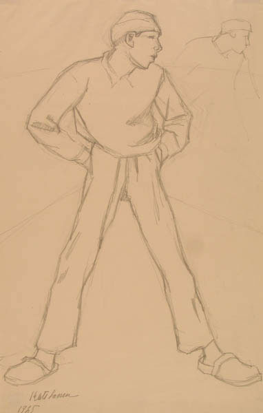 Jüngling mit den Händen in den Taschen